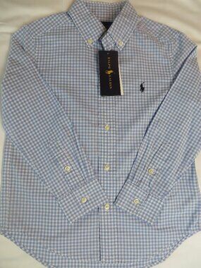 NEW w TAG Polo Ralph Lauren Kids Button Down | Gingham | Light Blue | Size 5